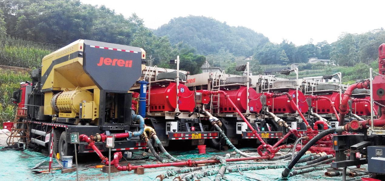 Jereh 4500 turbine-driven frac pumper helps the shale gas fracturing operation.